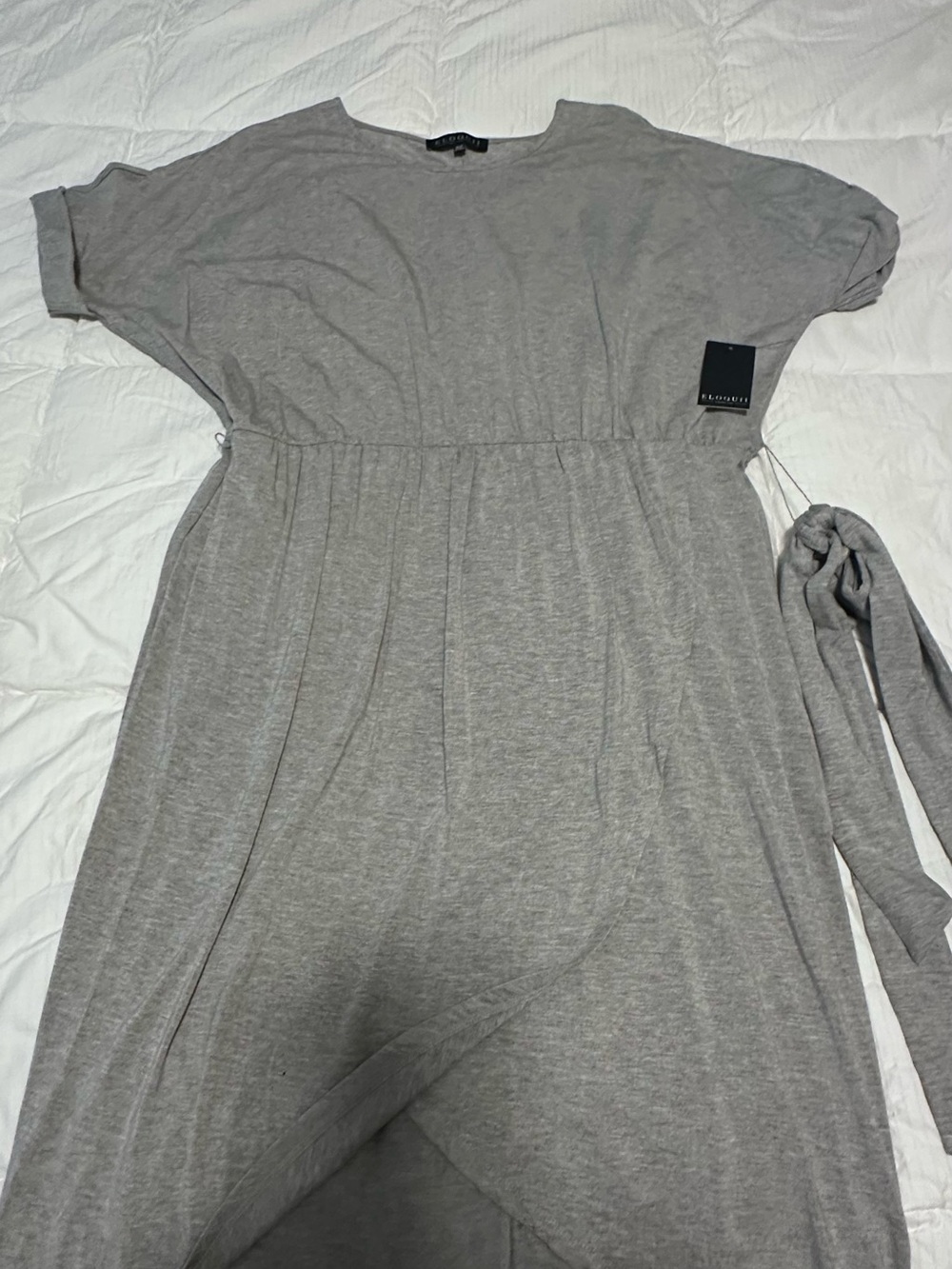 Eloquii Light Gray Maxi Dress with Tie Waist